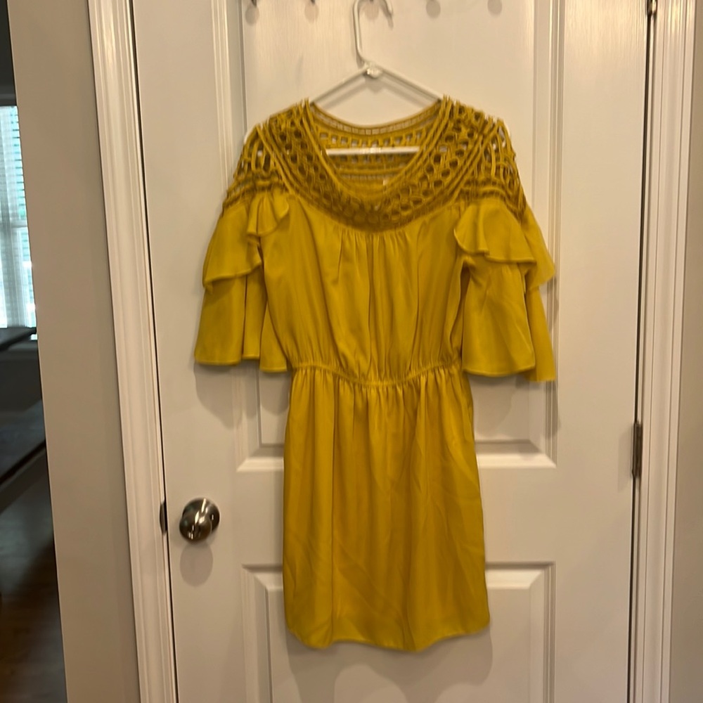 Mustard dress with cutouts